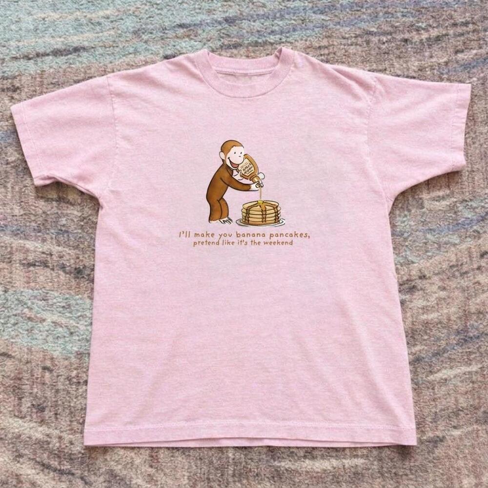 Curious George Tee With Banana Pancakes Design